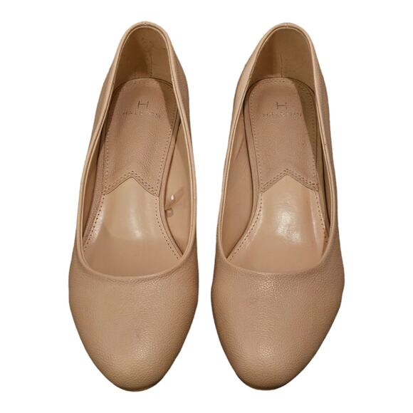 HALSTON PARIS Beige Pebbled Leather Block Heel‎ PUMPS Heels Size 10 - Picture 1 of 8